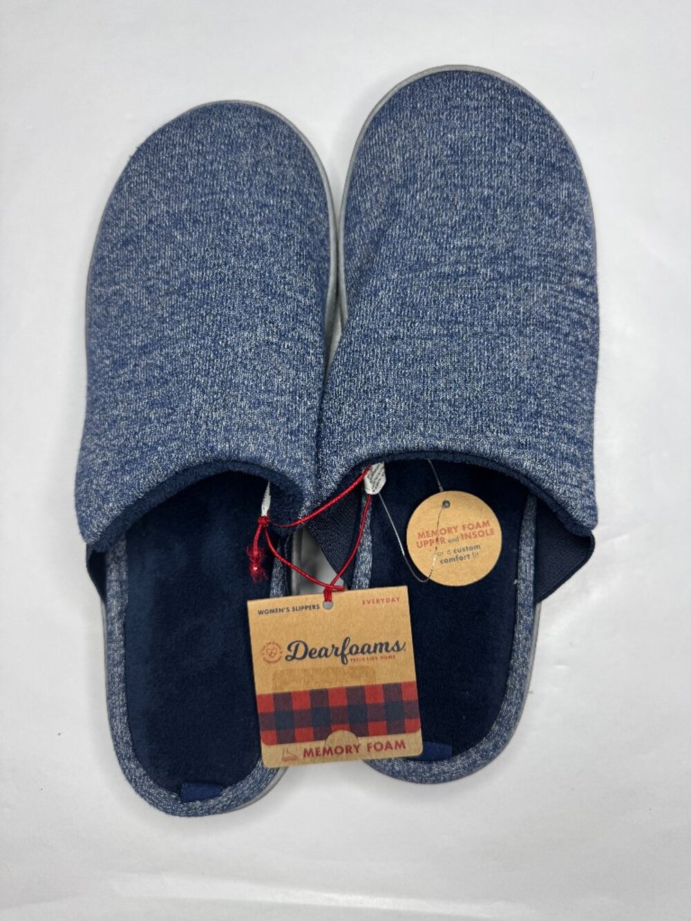 Dearfoams Women’s Memory Foam Slippers Navy Blue XL 11-12 Indoor Outdoor New